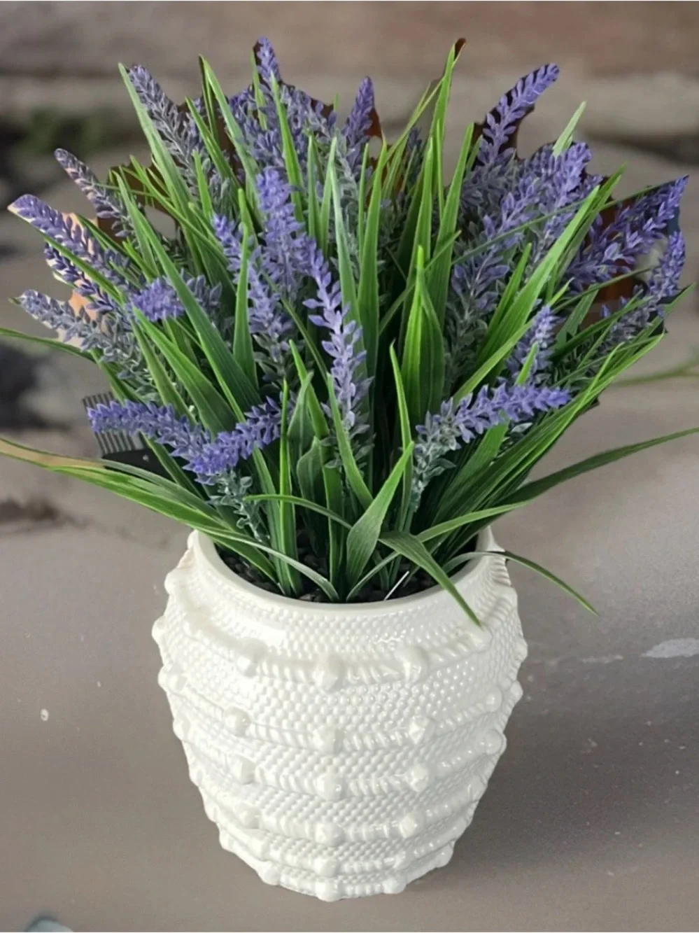 13” Artificial Lavender Flower Plants In A Ceramic Vase